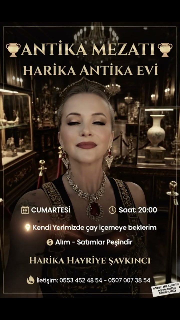Harika Antika Evi antika mezatı afişi, Cumartesi saat 20:00